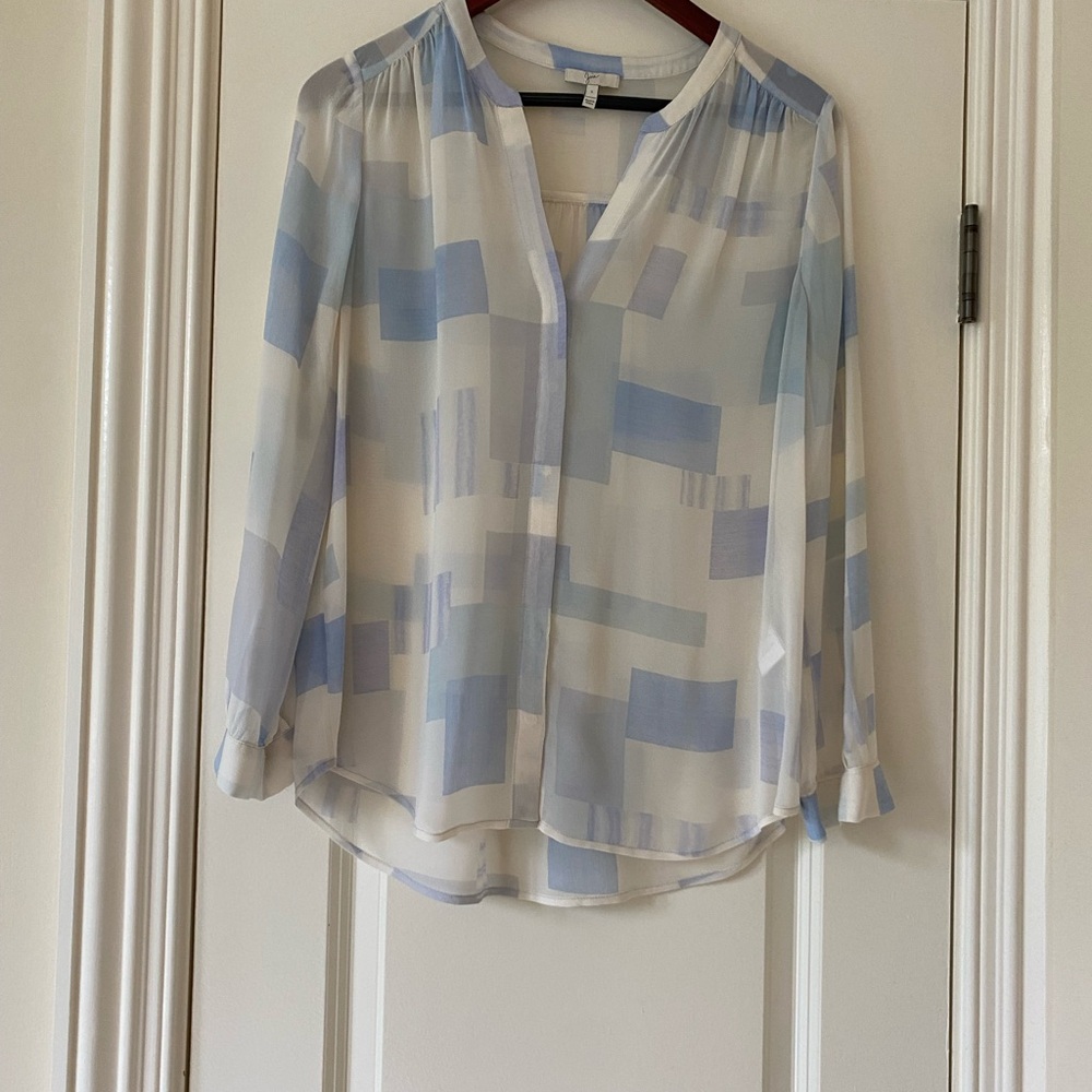 Joie Abstract Blue and White Blouse. Small. 100% Silk.  Used